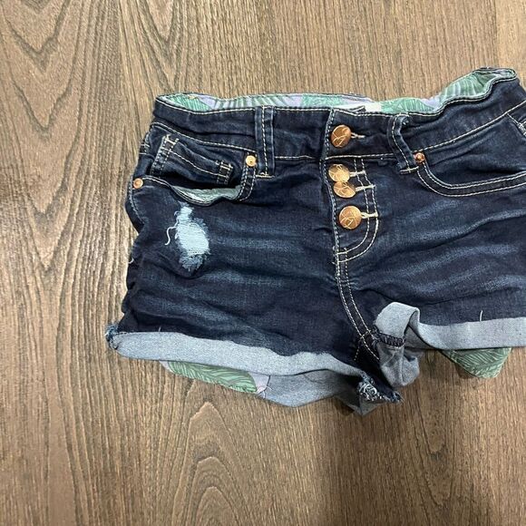 Jessica Simpson Girls Denim Shorts Dark Wash Roll Hem Distressed - Size 12 - Picture 3 of 8